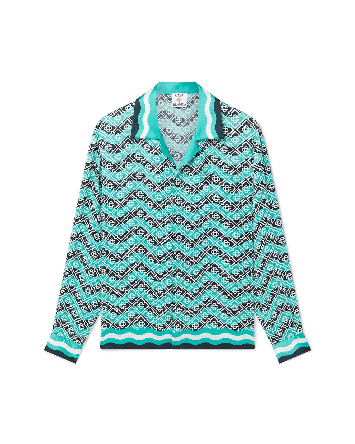 Monogram Wave Long Sleeve Silk Shirt | Casablanca Paris | Image 1