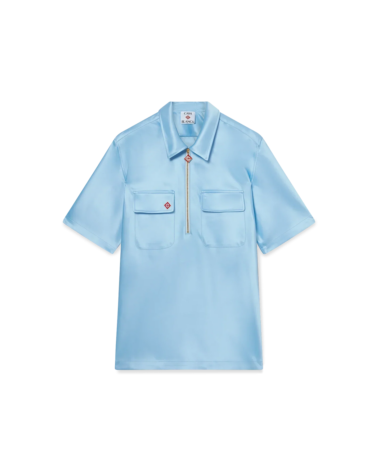 Satin Quarter Short Sleeve Zip Shirt | Casablanca Paris | Image 1