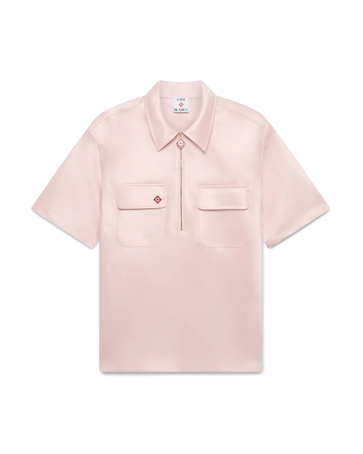 Satin Quarter Short Sleeve Zip Shirt | Casablanca Paris | Image 1