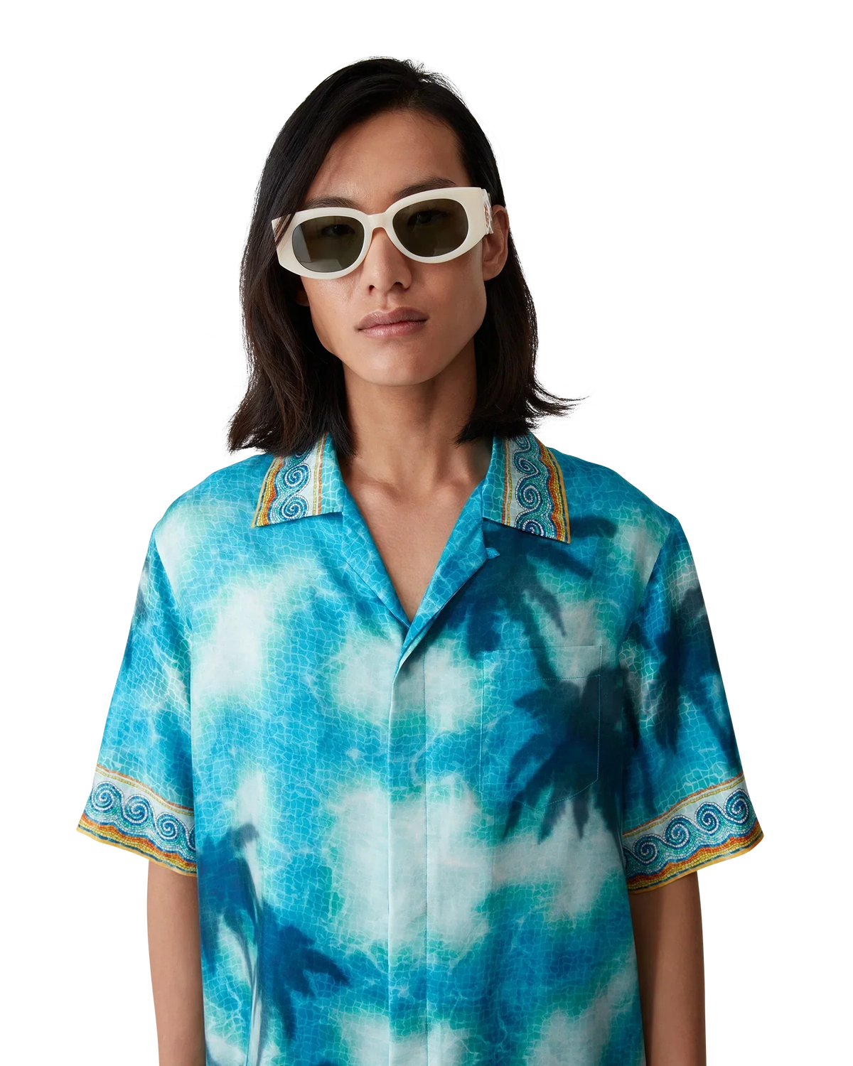 Poolside Emblem Short Sleeve Silk Shirt | Casablanca Paris | Image 4