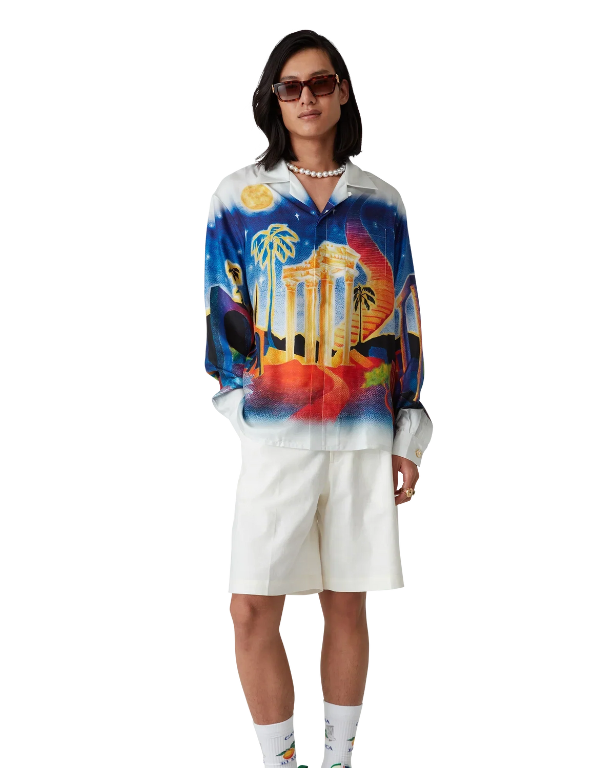 Midnight Acropolis Long Sleeve Silk Shirt | Casablanca Paris | Image 4