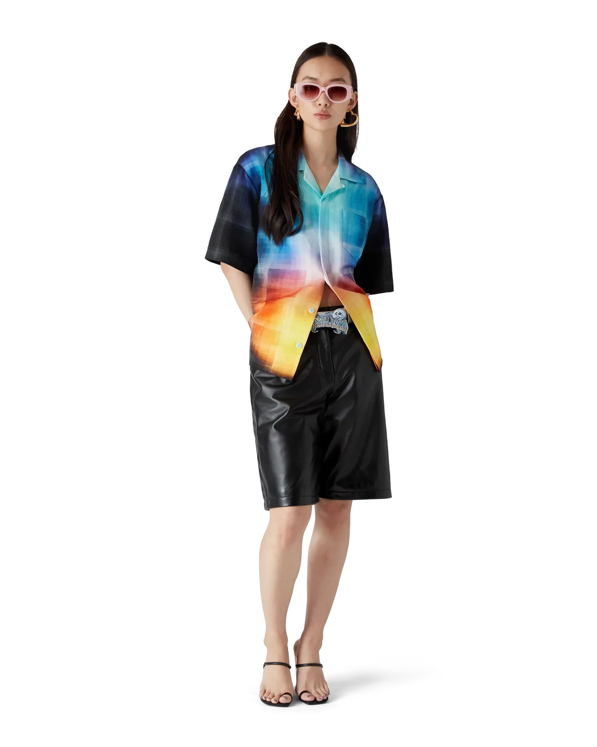 Gradient Check Viscose Blend Short Sleeve Shirt | Casablanca Paris | Image 2