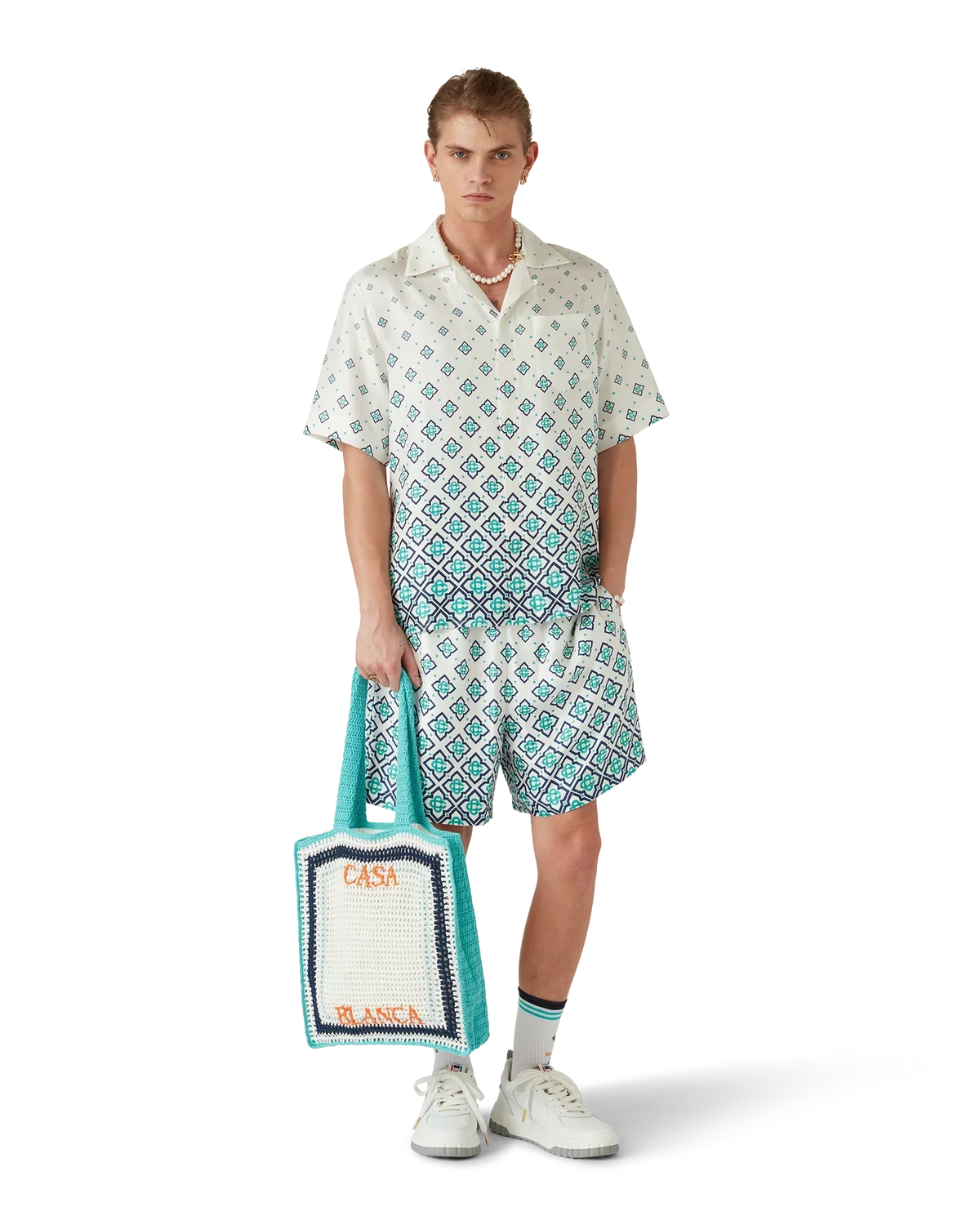 Gradient Monogram Short-Sleeve Silk Shirt | Casablanca Paris | Image 7