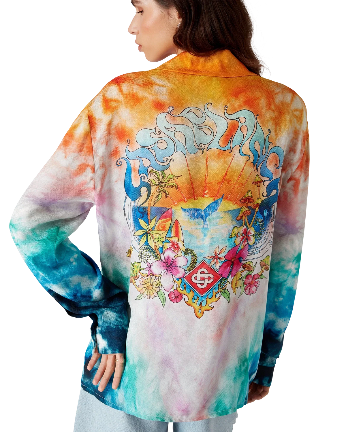 Surf Trip Long Sleeve Long Sleeve Silk Shirt | Casablanca Paris | Image 4