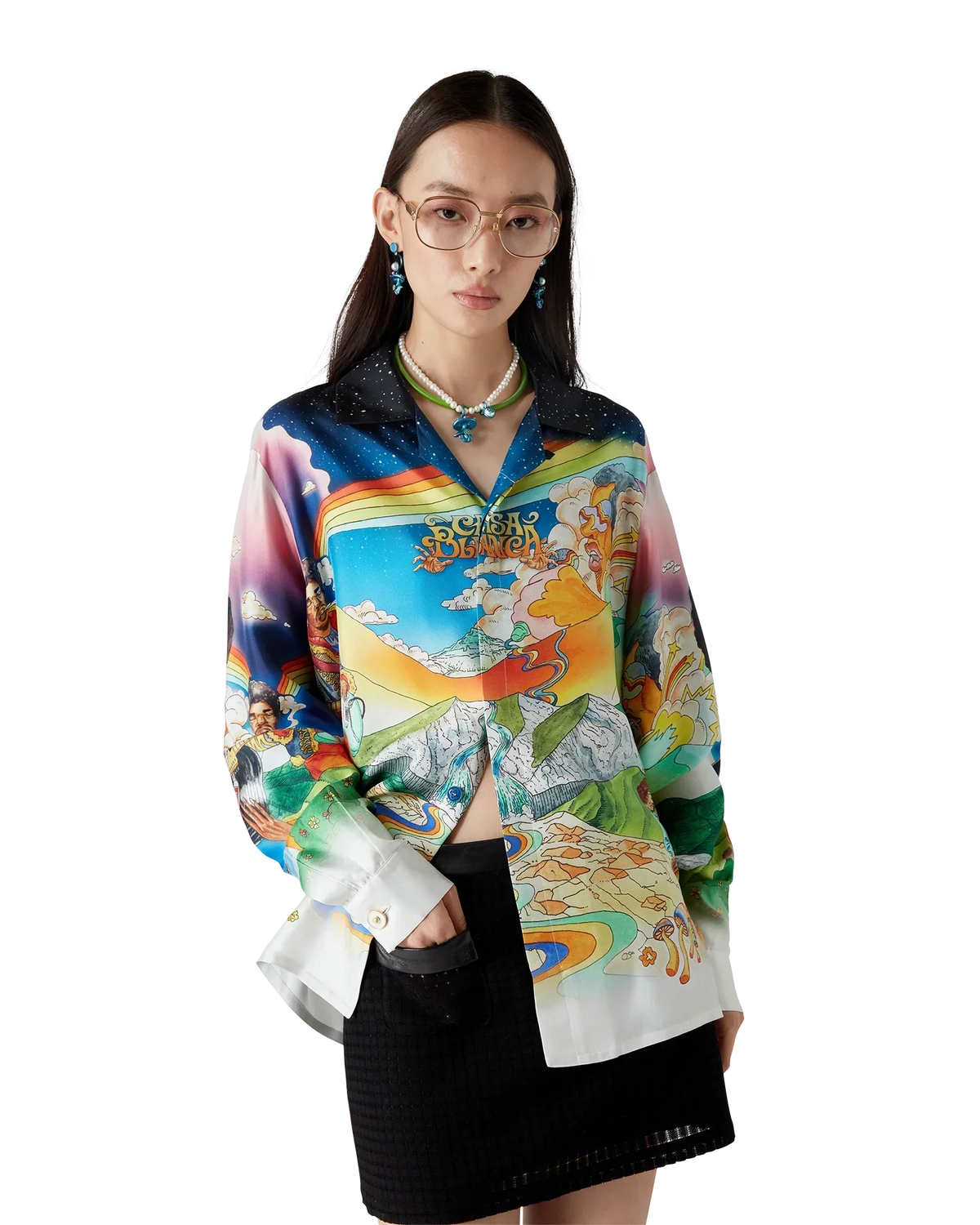 La Musique Long Sleeve Silk Shirt | Casablanca Paris | Image 4
