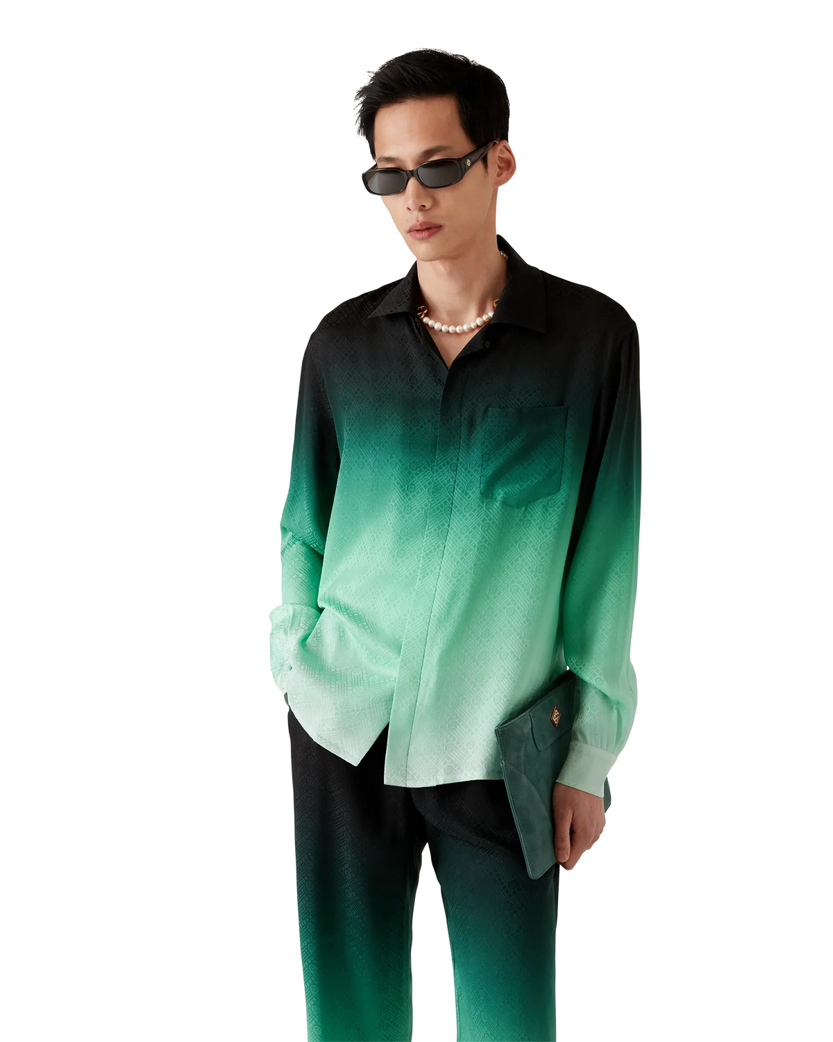 Gradient Ping Pong Jacquard Long Sleeve Silk Shirt | Casablanca Paris | Image 4