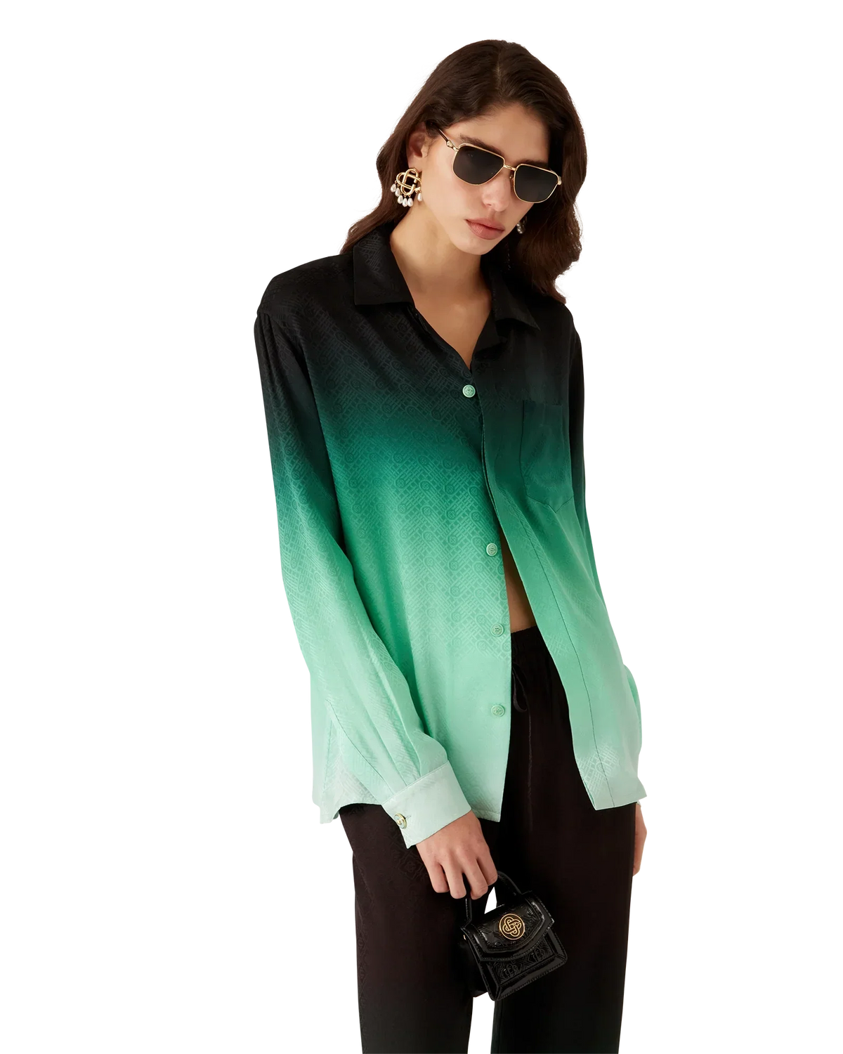 Gradient Ping Pong Jacquard Long Sleeve Silk Shirt | Casablanca Paris | Image 4