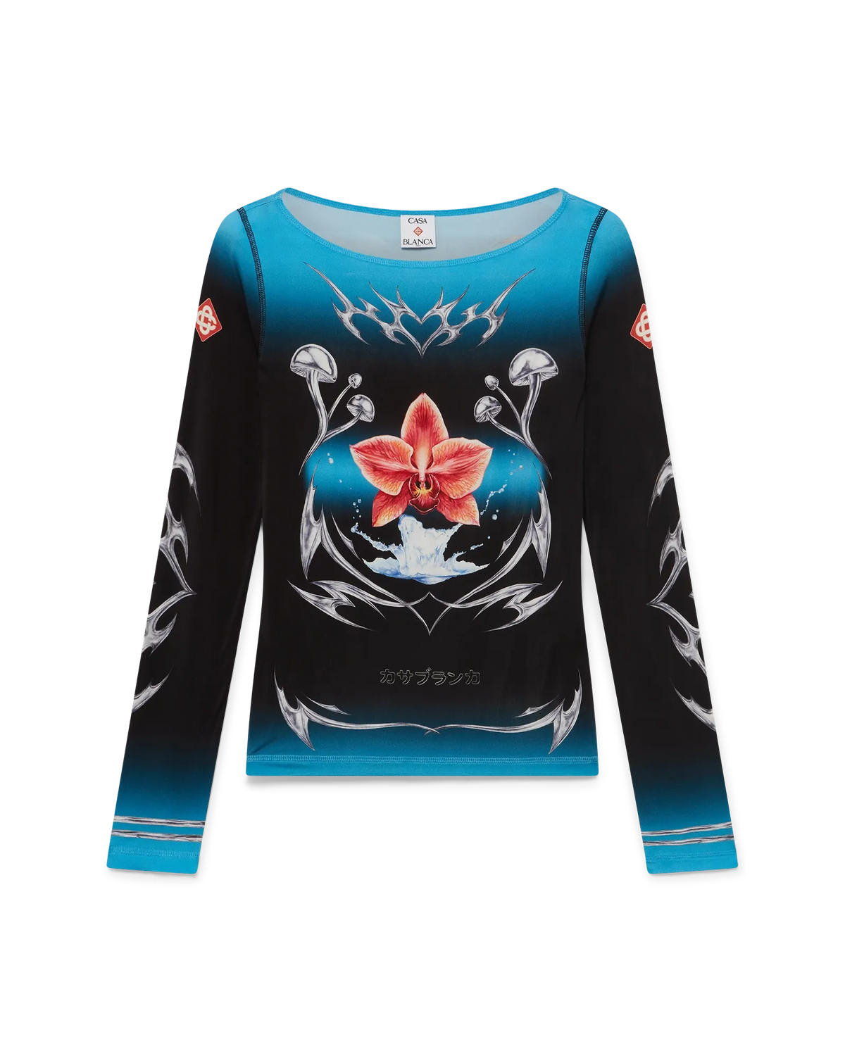 Blades Slinky Jersey Long Sleeve Top | Casablanca Paris | Image 1