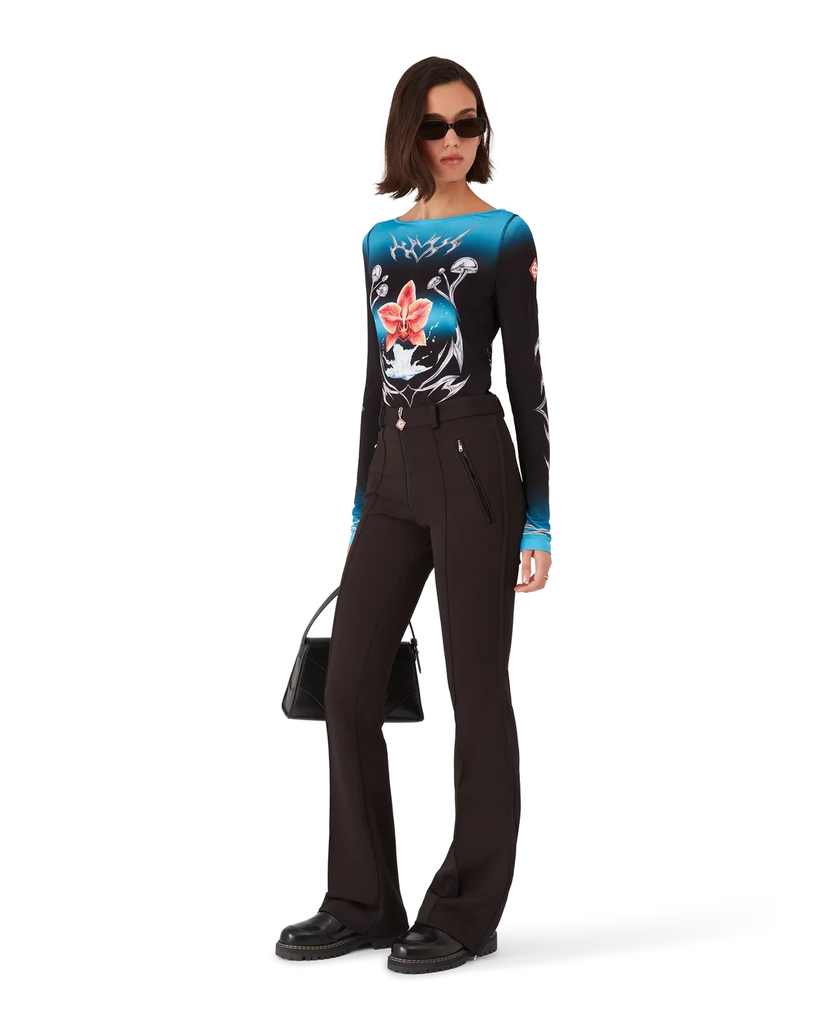 Blades Slinky Jersey Long Sleeve Top | Casablanca Paris | Image 4