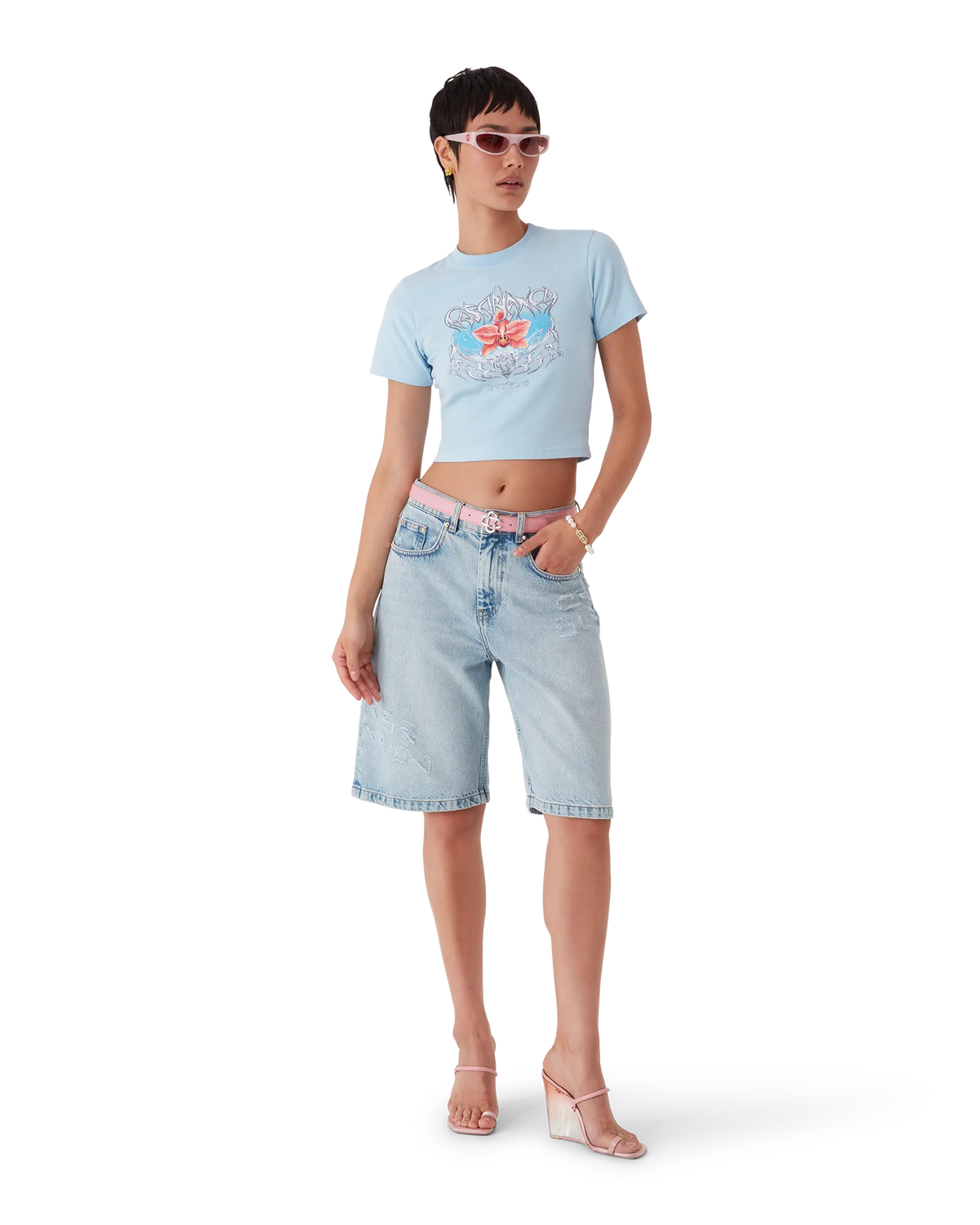Blades Cropped Short Sleeve T-Shirt | Casablanca Paris | Image 2