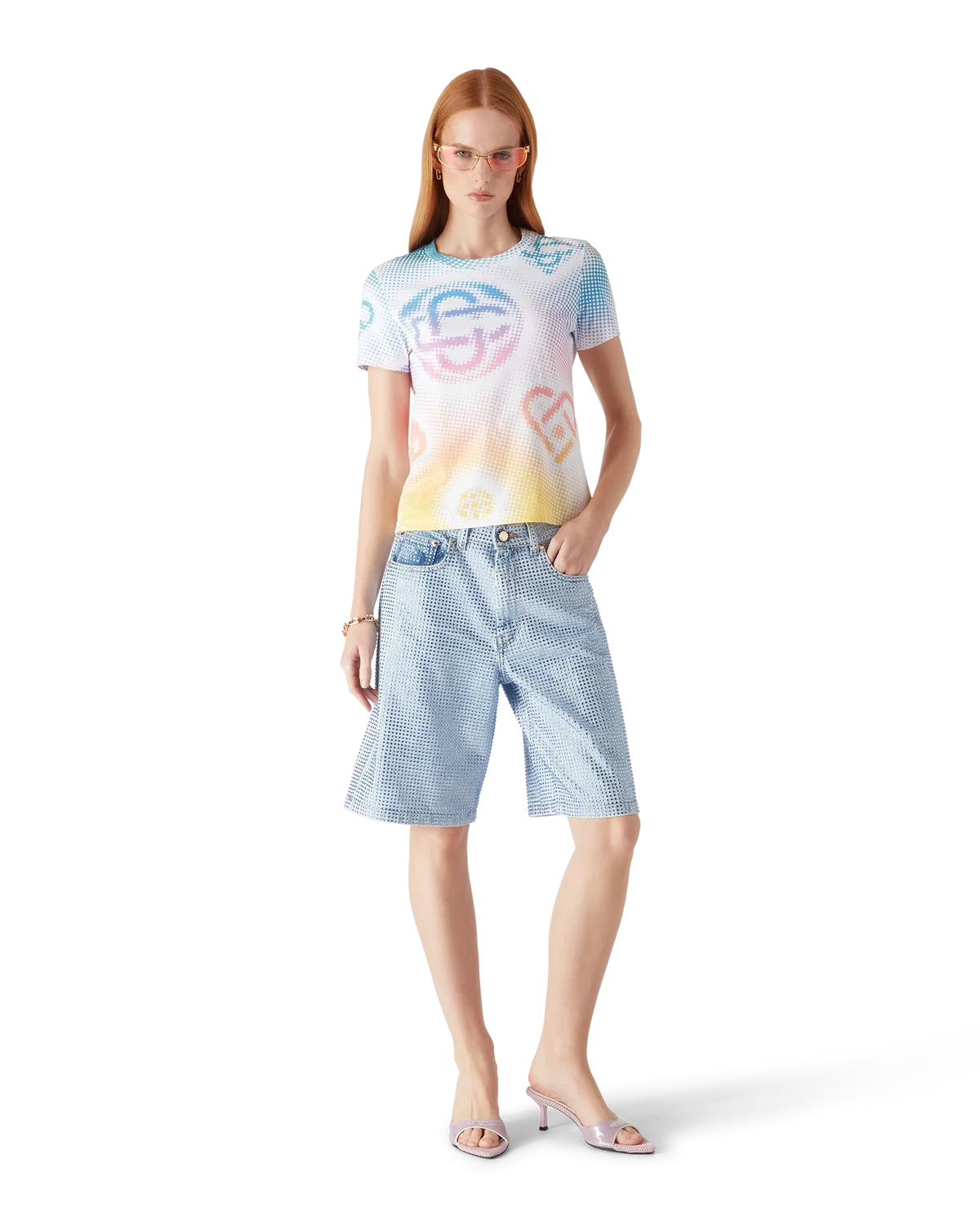 Halftone Logo Fitted Short Sleeve T-Shirt | Casablanca Paris | Image 2