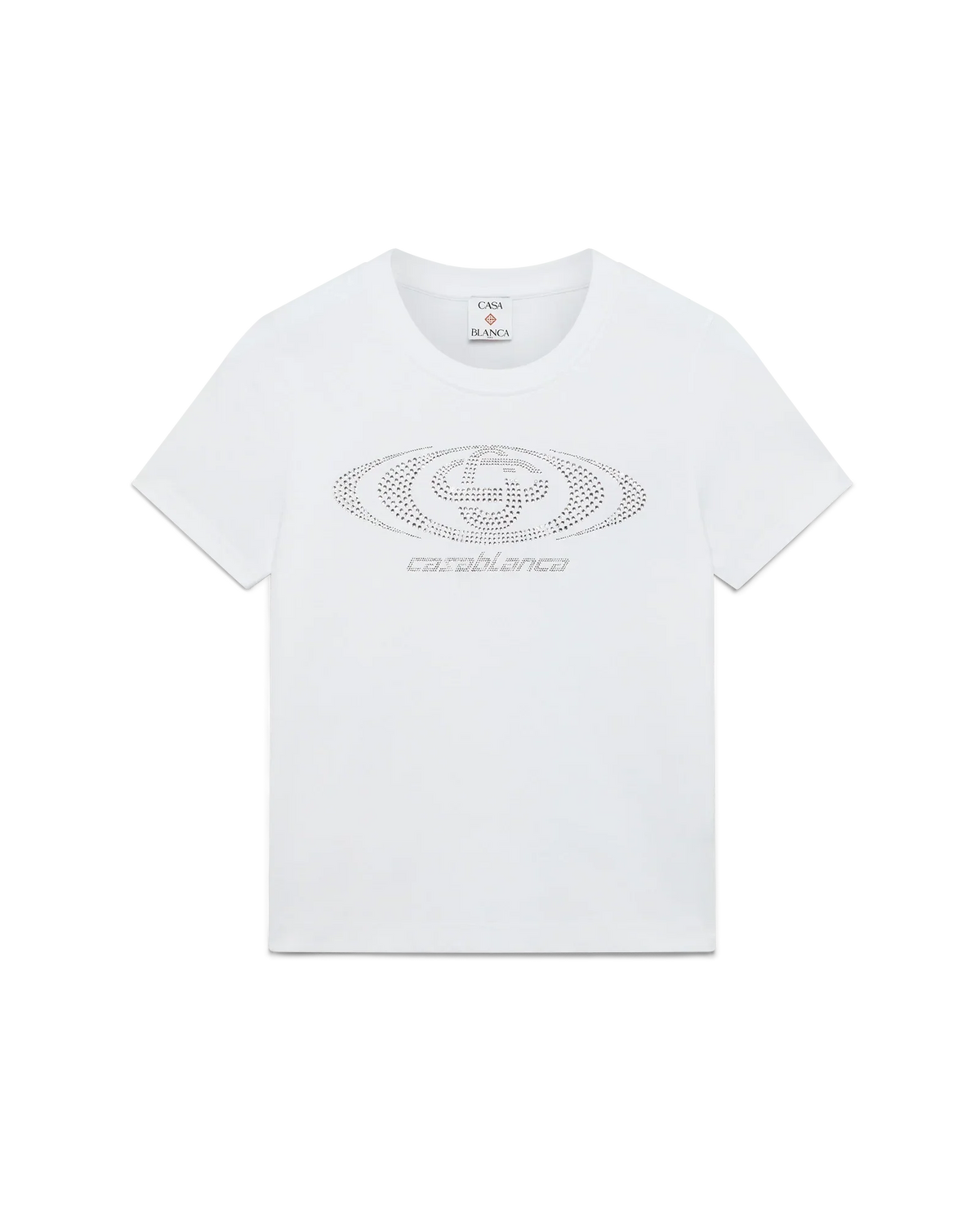 Crystal Warped Logo Fitted Short Sleeve T-Shirt | Casablanca Paris | Image 1