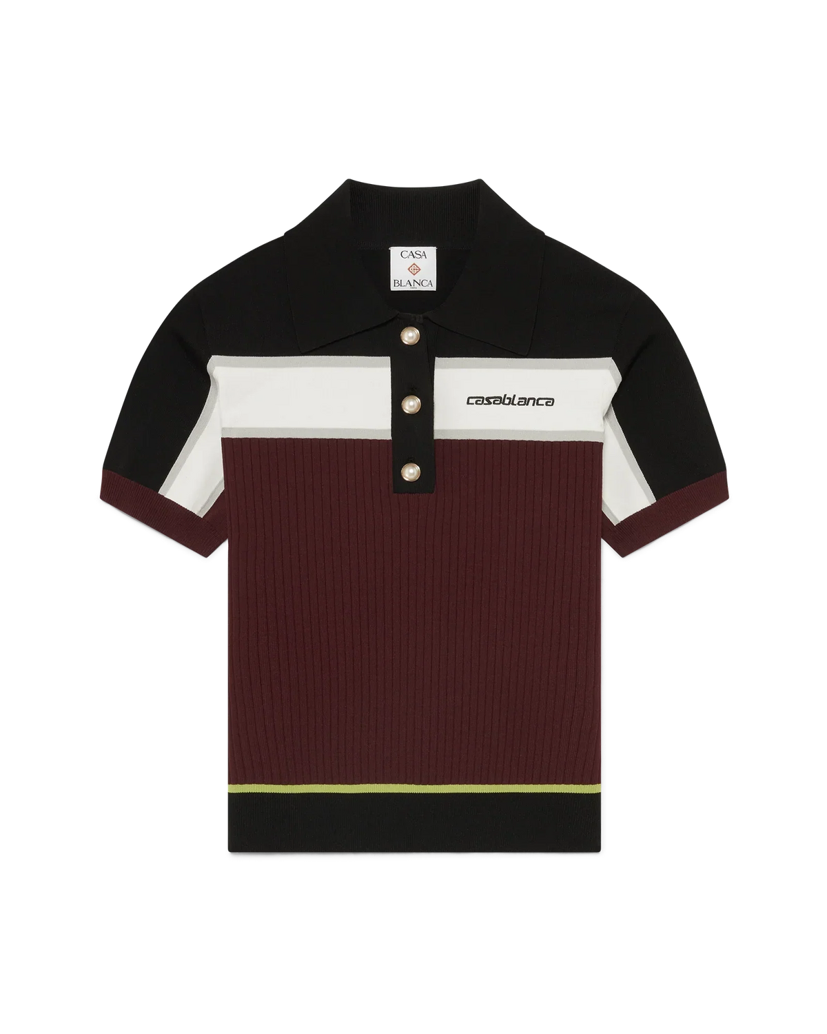 Striped Short Sleeve Polo Shirt | Casablanca Paris | Image 1