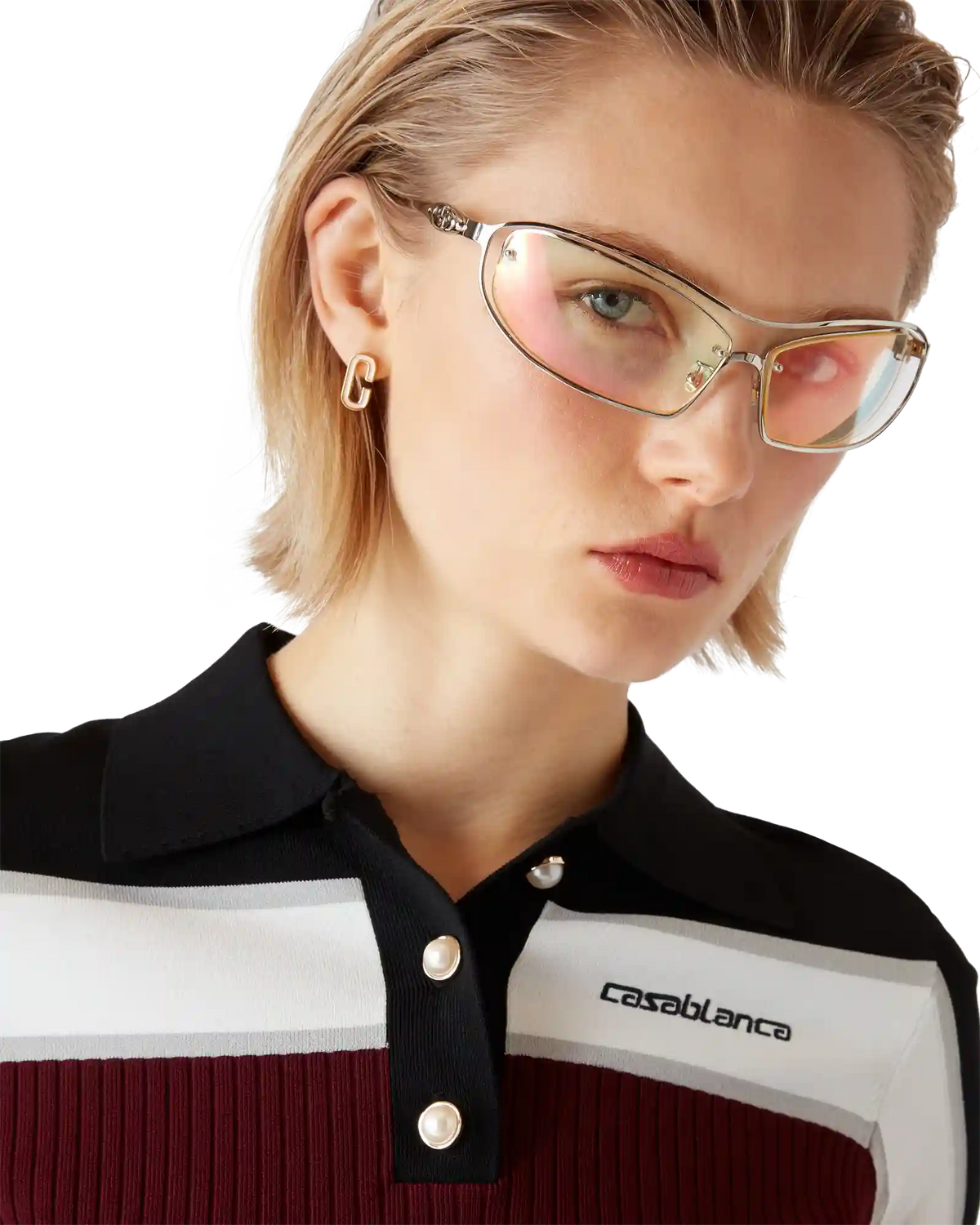 Striped Short Sleeve Polo Shirt | Casablanca Paris | Image 5
