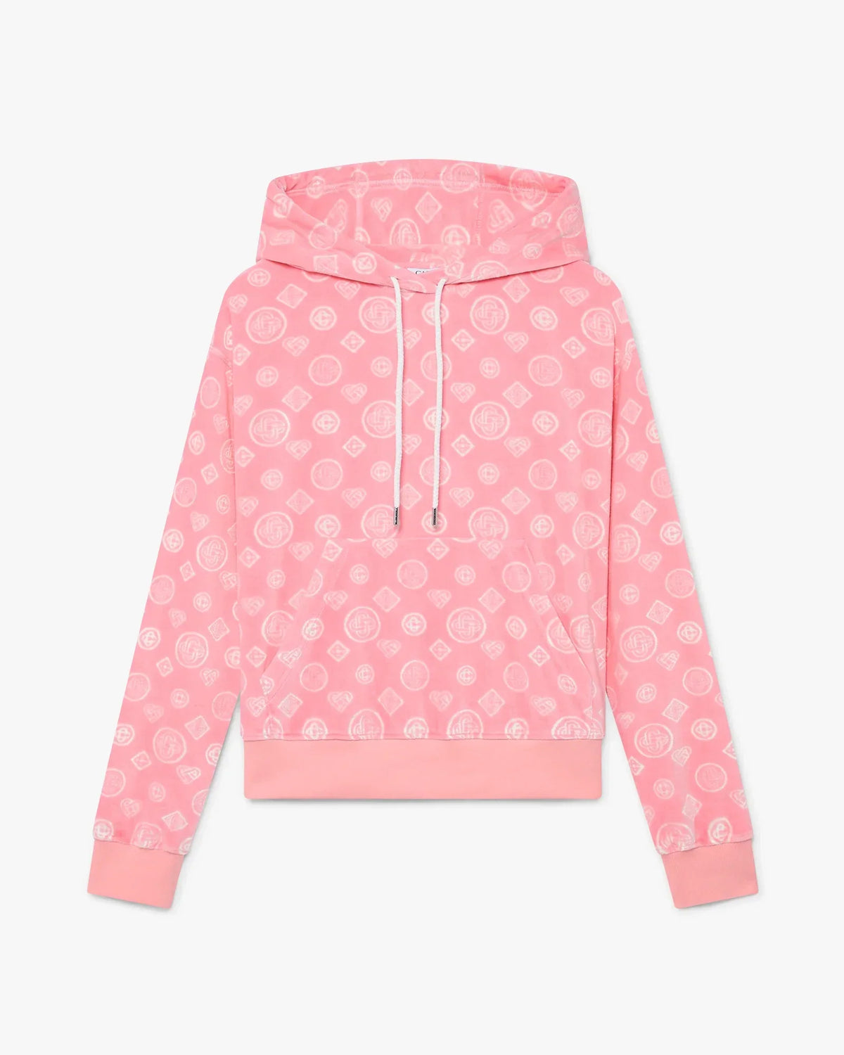 Pink Velour Monogram Hooded Sweatshirt | Casablanca Paris | Image 1