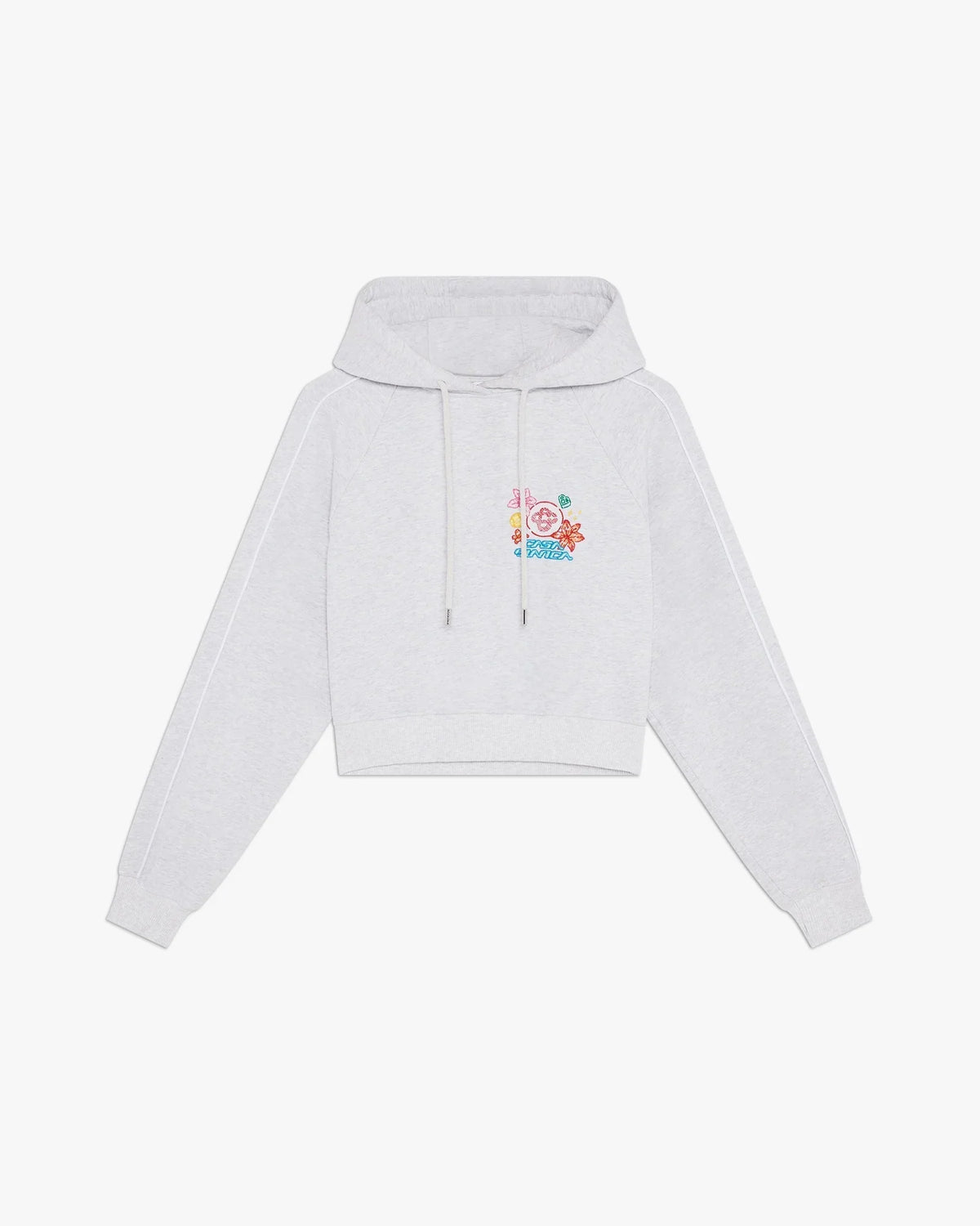 Grey Embroidered Cropped Hooded Sweatshirt | Casablanca Paris | Image 1