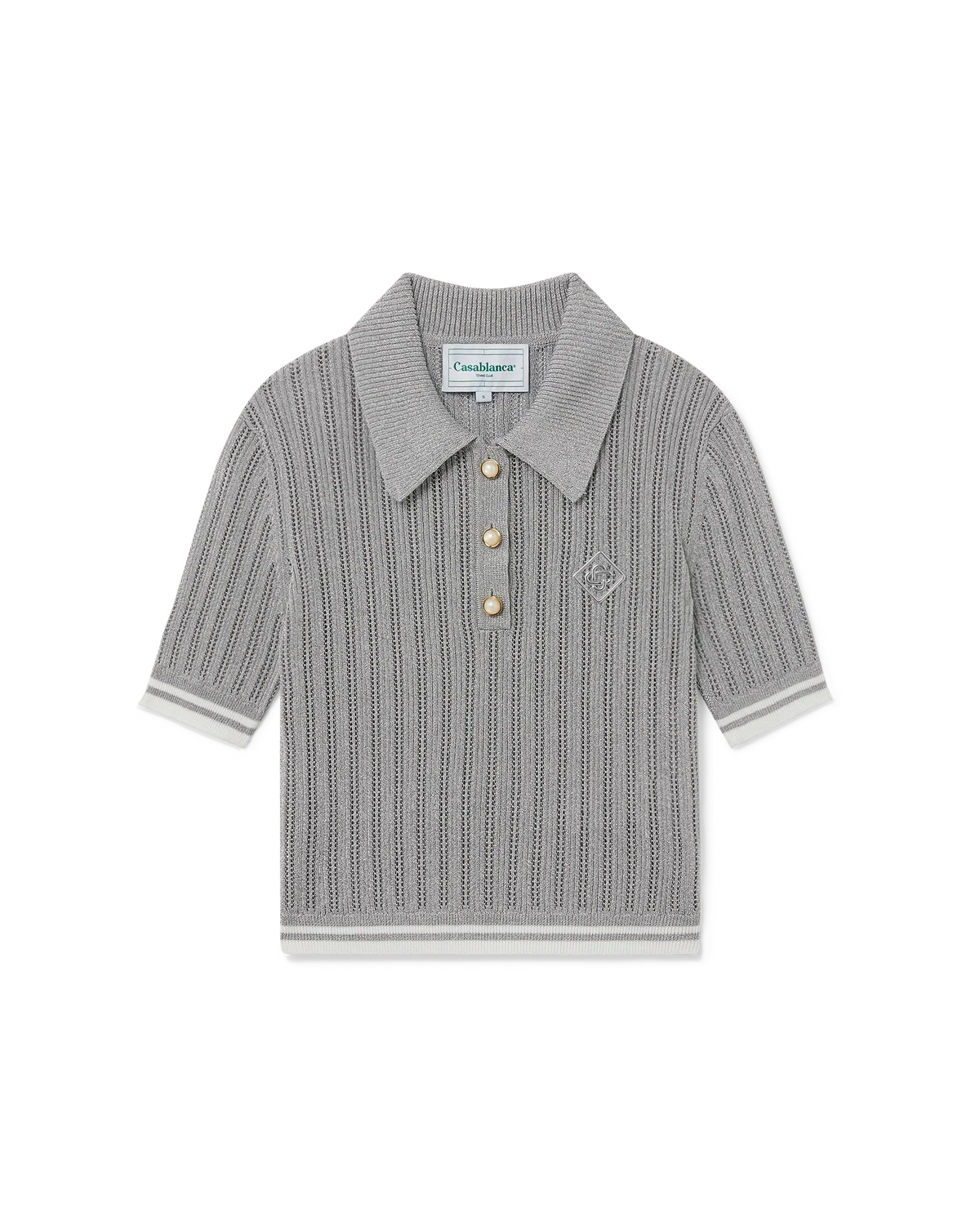 Silver Short Sleeve Polo Shirt | Casablanca Paris | Image 1