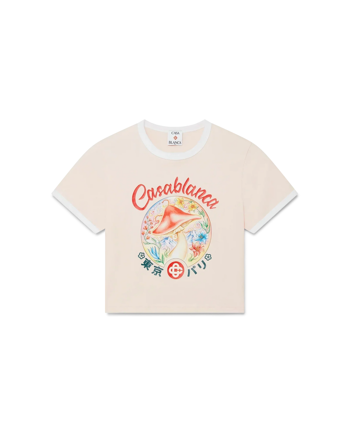 Mushroom Emblem Cropped Short Sleeve T-Shirt | Casablanca Paris | Image 1