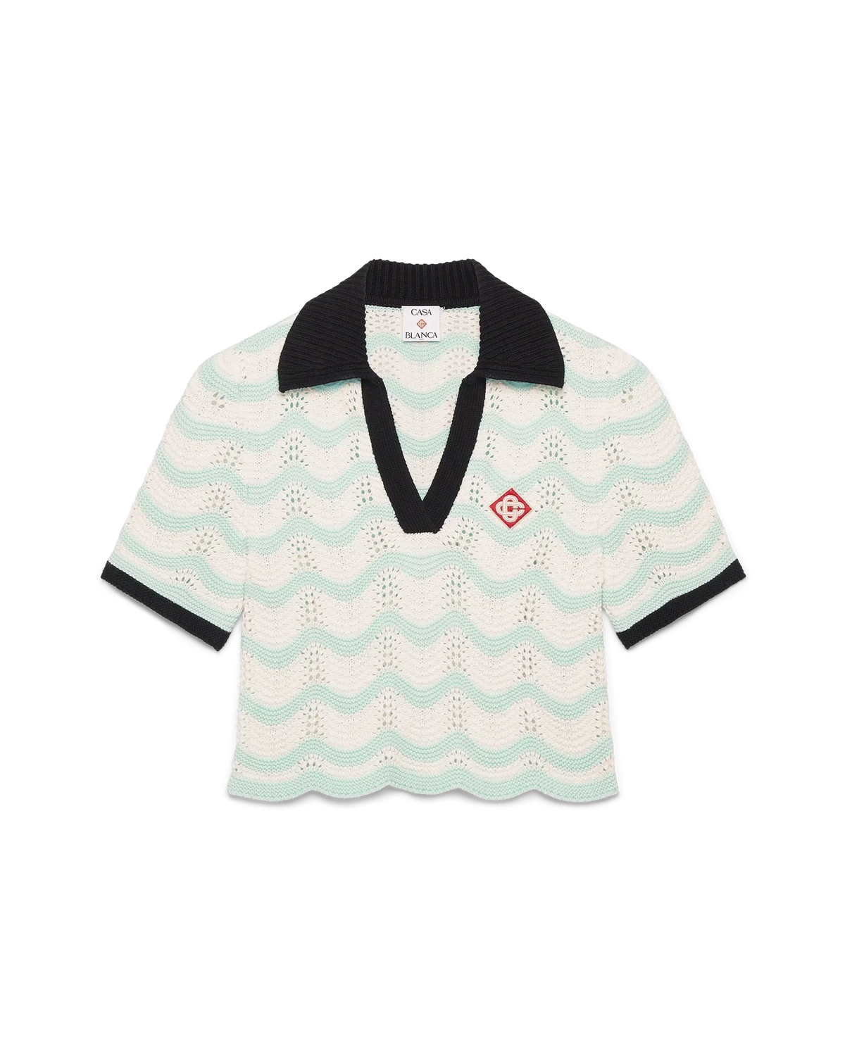 Cotton Wave Crochet Cropped Polo | Casablanca Paris | Image 1