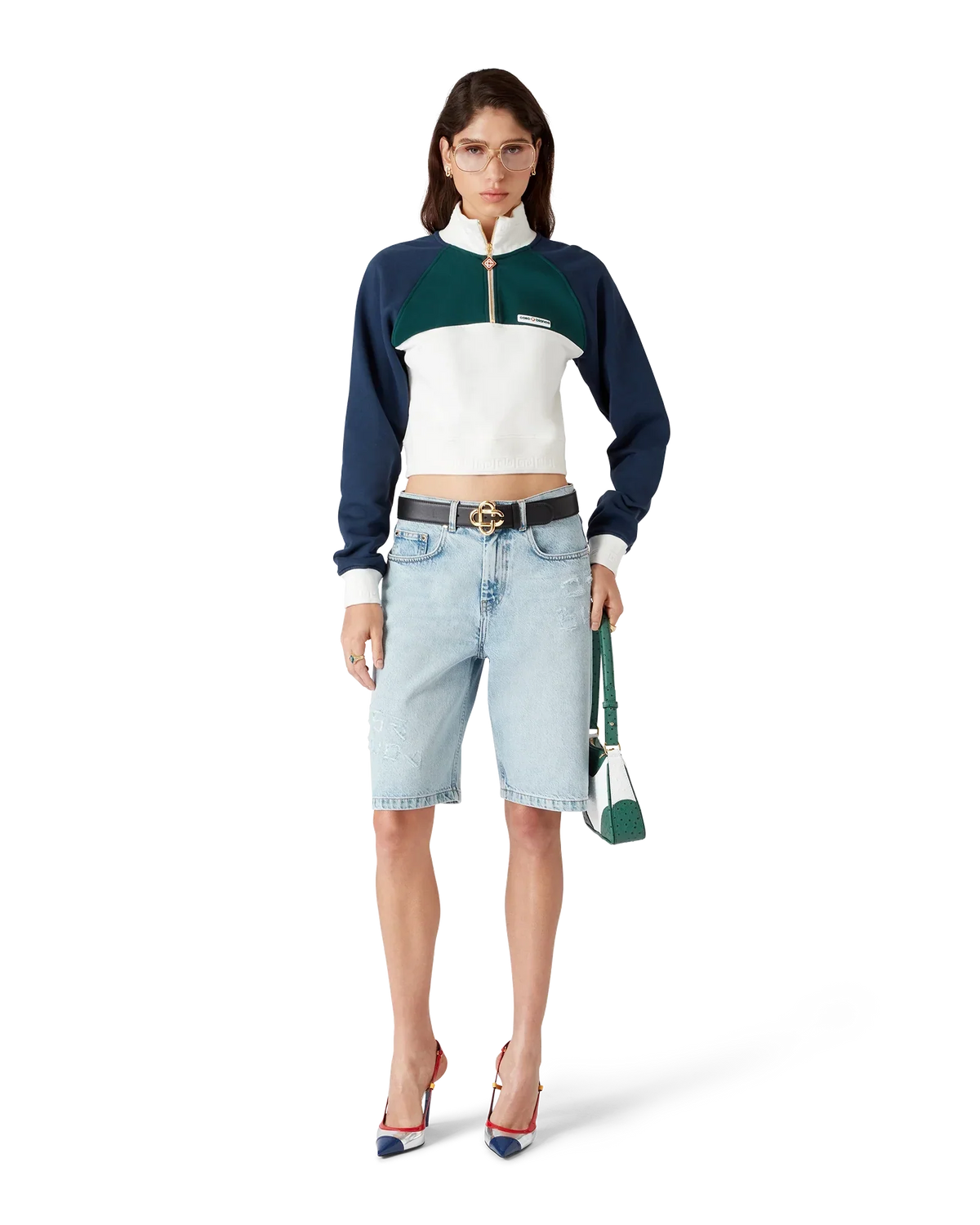 Colourblock Quarter Zip Cropped Sweatshirt | Casablanca Paris | Image 2