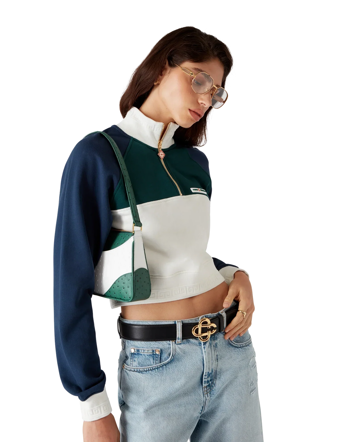 Colourblock Quarter Zip Cropped Sweatshirt | Casablanca Paris | Image 4