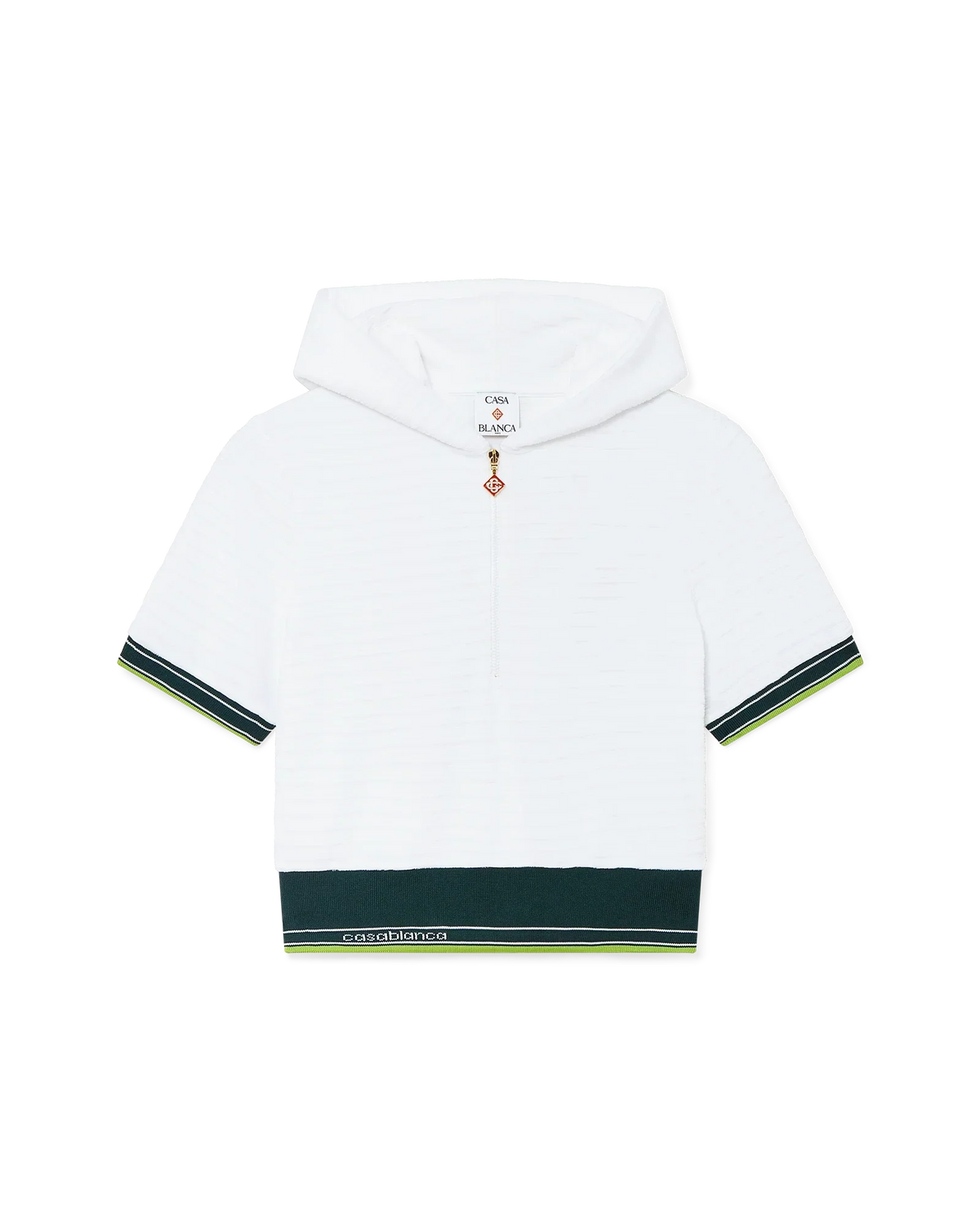 Textured Velour Tennis Cropped Hooded Top | Casablanca Paris | Image 1