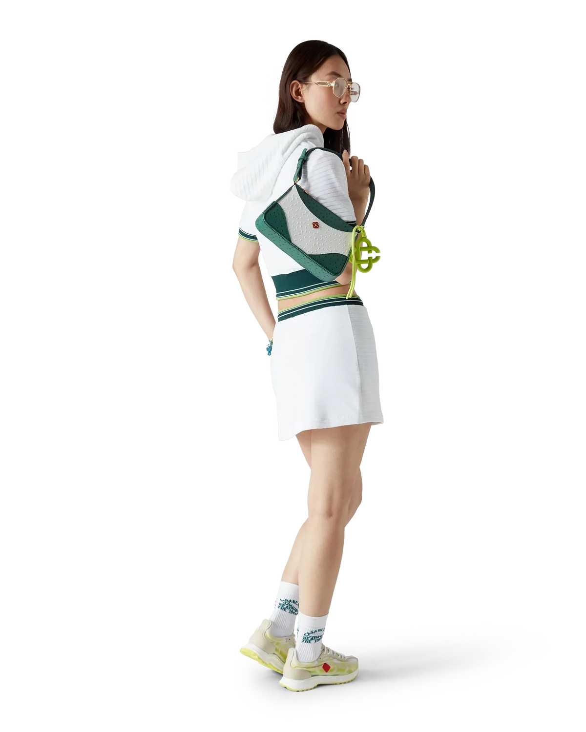 Textured Velour Tennis Cropped Hooded Top | Casablanca Paris | Image 3