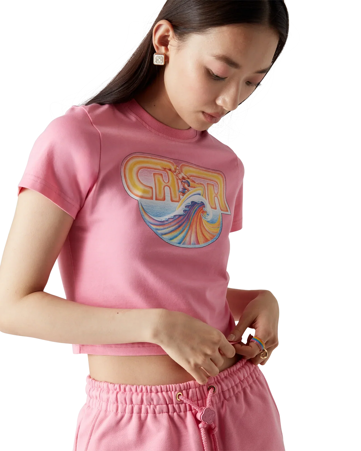 Casa Surf Cropped Short Sleeve T-Shirt | Casablanca Paris | Image 4