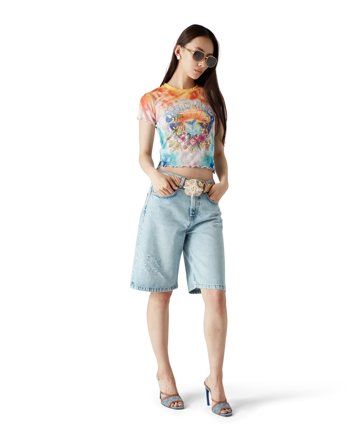 Surf Trip Tie Dye Mesh Short Sleeve T-Shirt | Casablanca Paris | Image 2